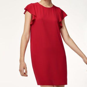 Aritzia Babaton Red Burt Ruffle Sleeve Dress